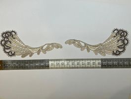 Applik echte St. Galler Spitze taupe/grau 1 Paar