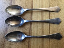 3 Krupp Berndorf Mokkalöffel versilbert | Jugendstil 20s
