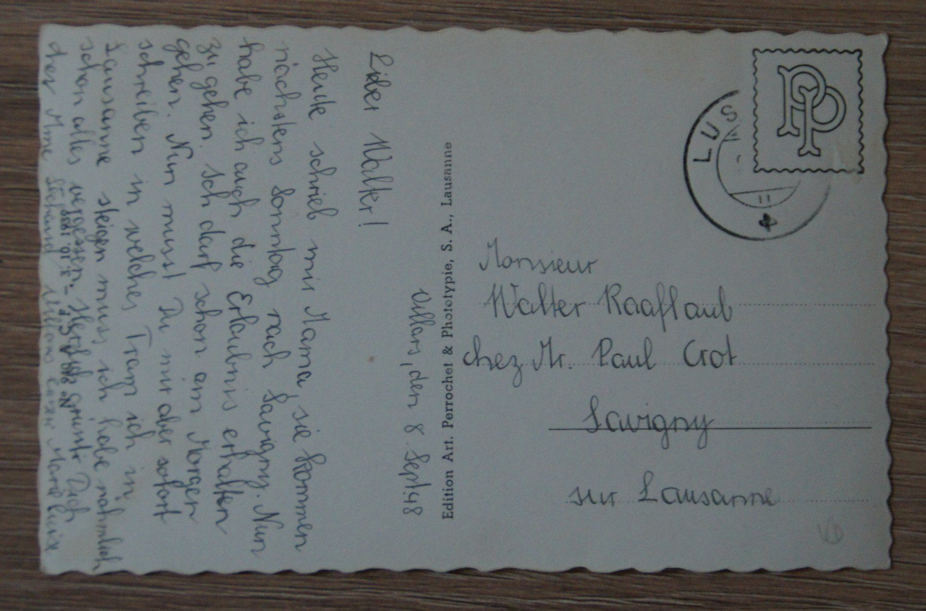 Cartoline postali: Lussery - Vue générale, 1948 – Usato da St. Margrethen SG venduto da maege07 1
