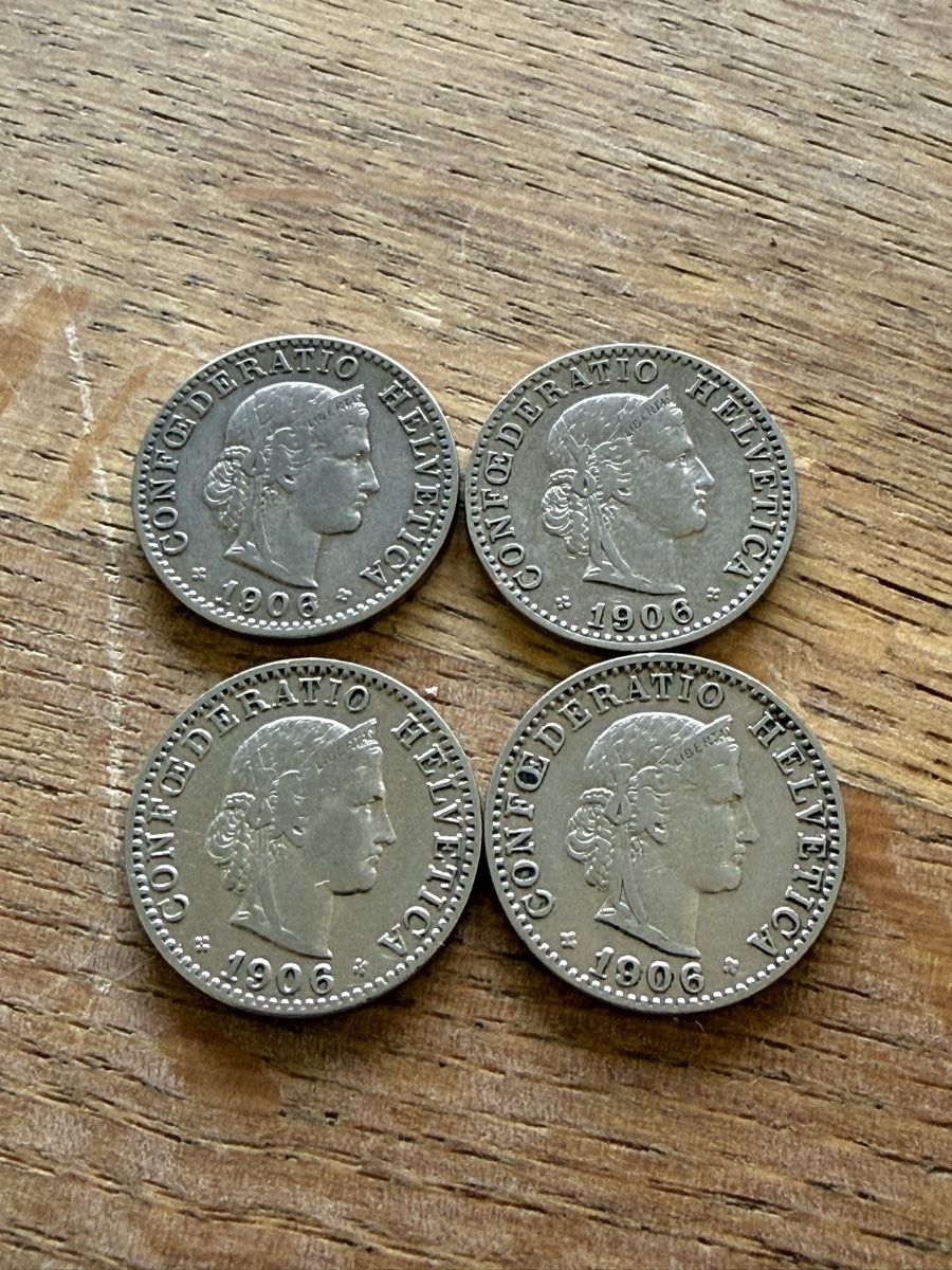 Tutti le monete: 4x 20 Rappen 1906 – Usato da Maienfeld venduto da Sk8erli7
