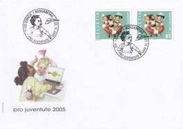 2005, Pro Juve Nr. J377 Ab1, auf illustriertem Blanco-FDC.