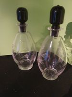 Art Déco Glas-Karaffen Set mit Blumenschliff Vintage 1930er
