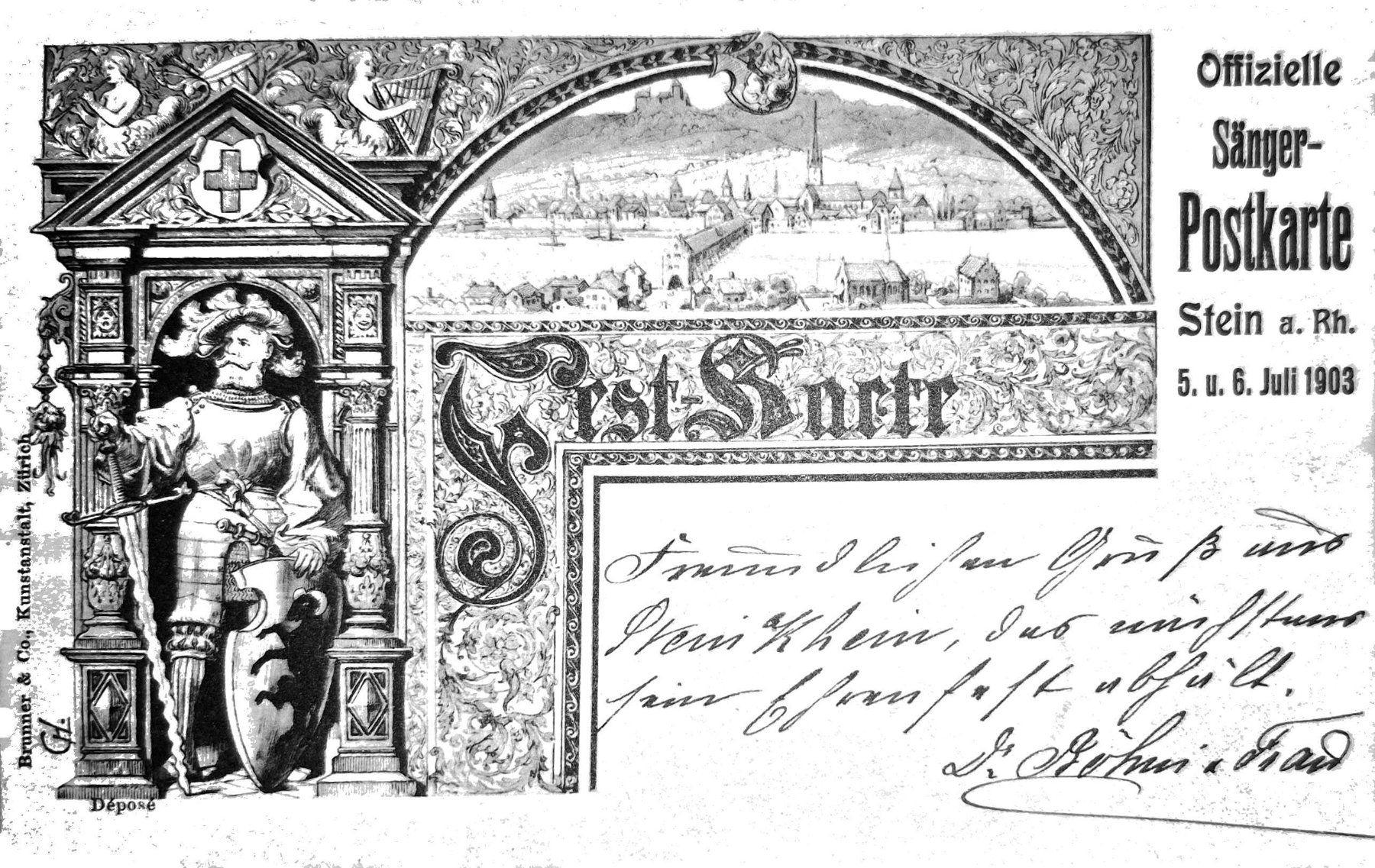 Cartoline postali: Sänger-Fest Stein am Rhein, 1903 – Usato da Obernau venduto da countdown