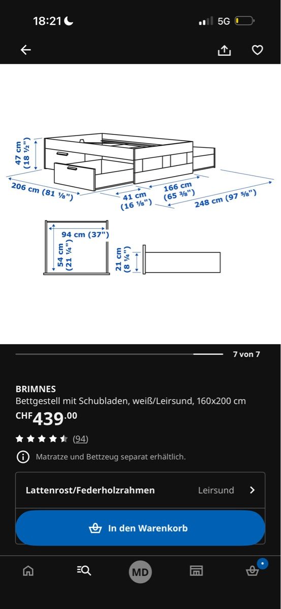 Letti: Brimnes ikea bett wie neu – Nuovo (secondo la descrizione) da Therwil venduto da mandy.dietrich.sue 1