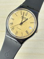 Vintage Swatch Uhr Quartz Gold Zifferblatt schwarz gebraucht