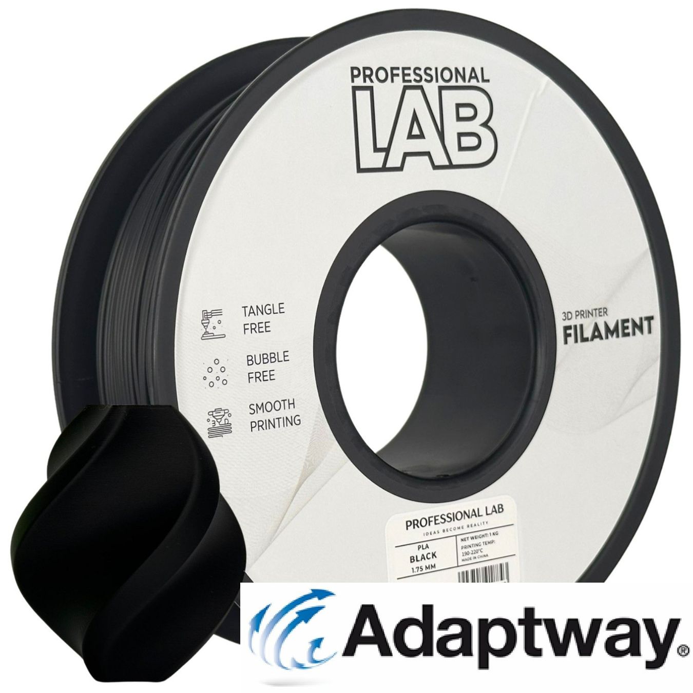 3D Drucker: PLA 1.75 mm, 1kg, schwarz – Neu und originalverpackt aus Anglikon von Adaptway