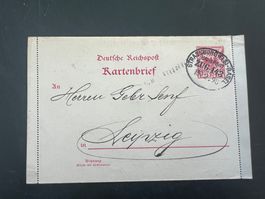 AK 1898  D. Reichspost Kartenbrief Stassburg-Leipzig  (G453)