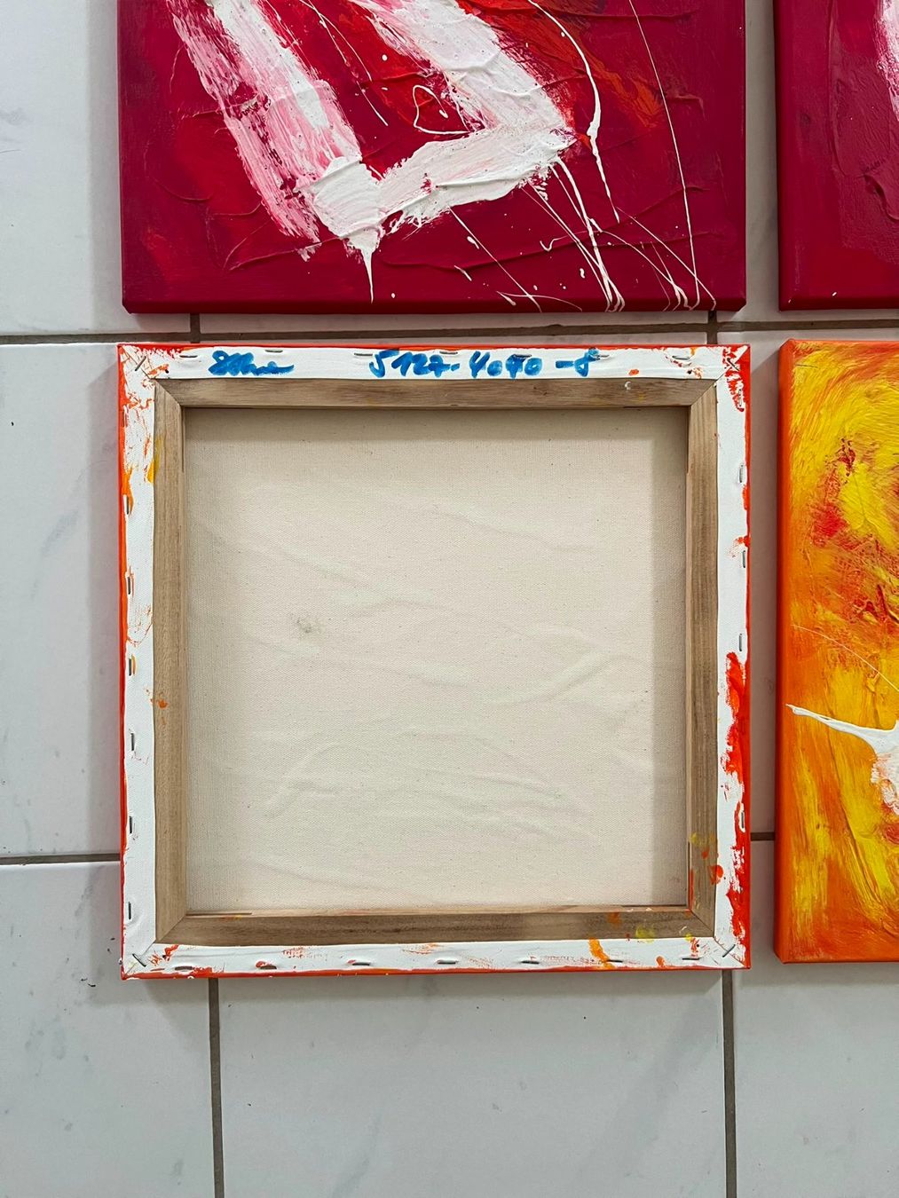Foto & Immagini: 2 x 4er Set Bilder abstrakt rot und gelb – Usato da Nuglar venduto da Melina8 1