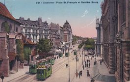 Lausanne Place St. Francois mit Strassenbahn / Trams
