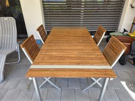 Gartentisch Akazken- Holz mit Alugestell gebrauchter Zustand