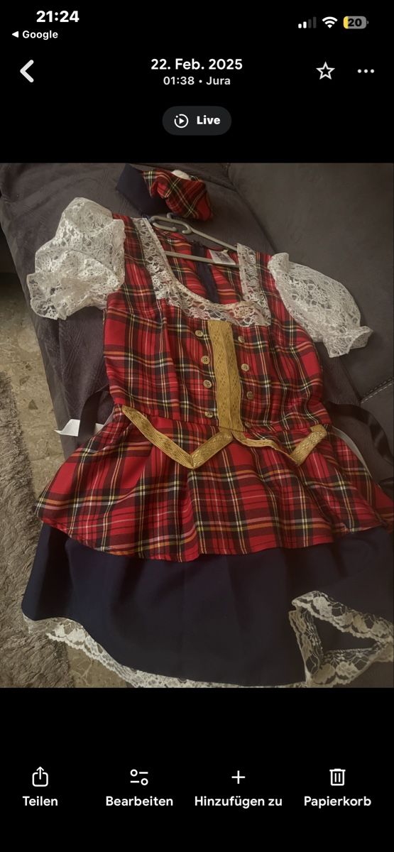 Costumi: Fasnachtskleid kariert, Grösse M, inkl. Mütze, Top! – Usato da Trimbach venduto da Alessia75 1