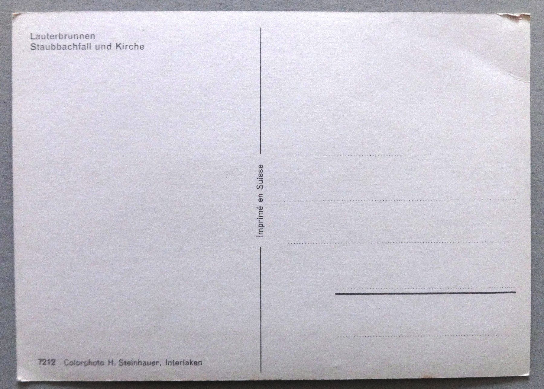Cartoline postali: Lauterbrunnen, Staubbachfall und Kirche – Usato da Fétigny venduto da Billy2miny 1