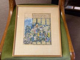 Aufwändige indische Miniatur Malerei signiert