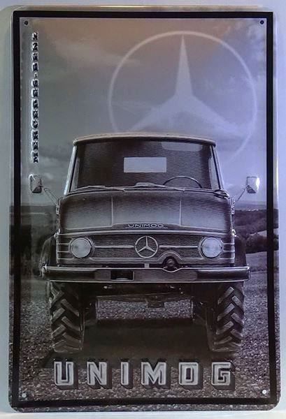 Mercedes-Benz Insegne: Blechschild-UNIMOG-MERCEDES-BENZ S/W – Nuovo e nell'imballaggio originale da Rupperswil venduto da big-one-sale