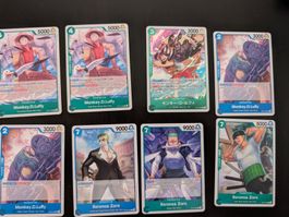 One Piece TCG Karten, Luffy & Zorro, blau & grün