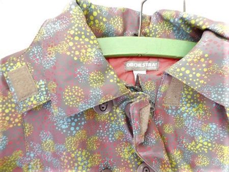 Gr. 80 süsse Regenjacke braun mit farbigem Muster