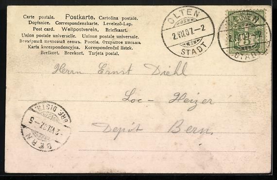 Cartoline postali: AK Olten, Amthausquai, 1907 – Usato da Berlin venduto da bartko-reher 1