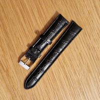Elegantes Lederarmband Schwarz Kroko-Optik 18mm Neu