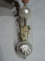 Nostalgischer Christbaumschmuck silbern mit Engel, Einstich