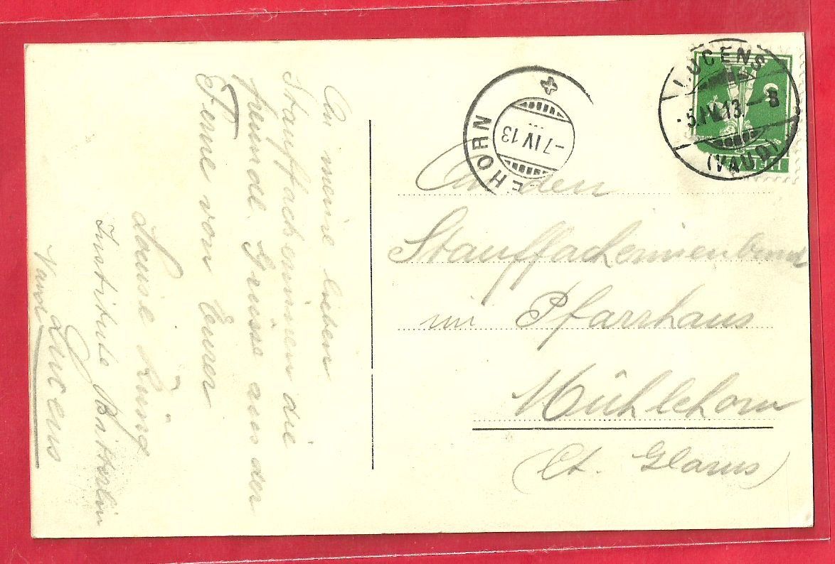 Ansichtskarten: Lucens - Institut Bitterlin - 1913 – Gebraucht aus Fislisbach von Porano 1