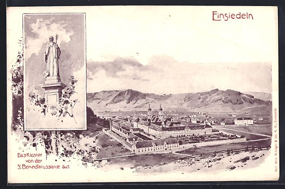 Ansichtskarten: Einsiedeln, Kloster von der St. Benedikt – Gebraucht aus Berlin von bartko-reher