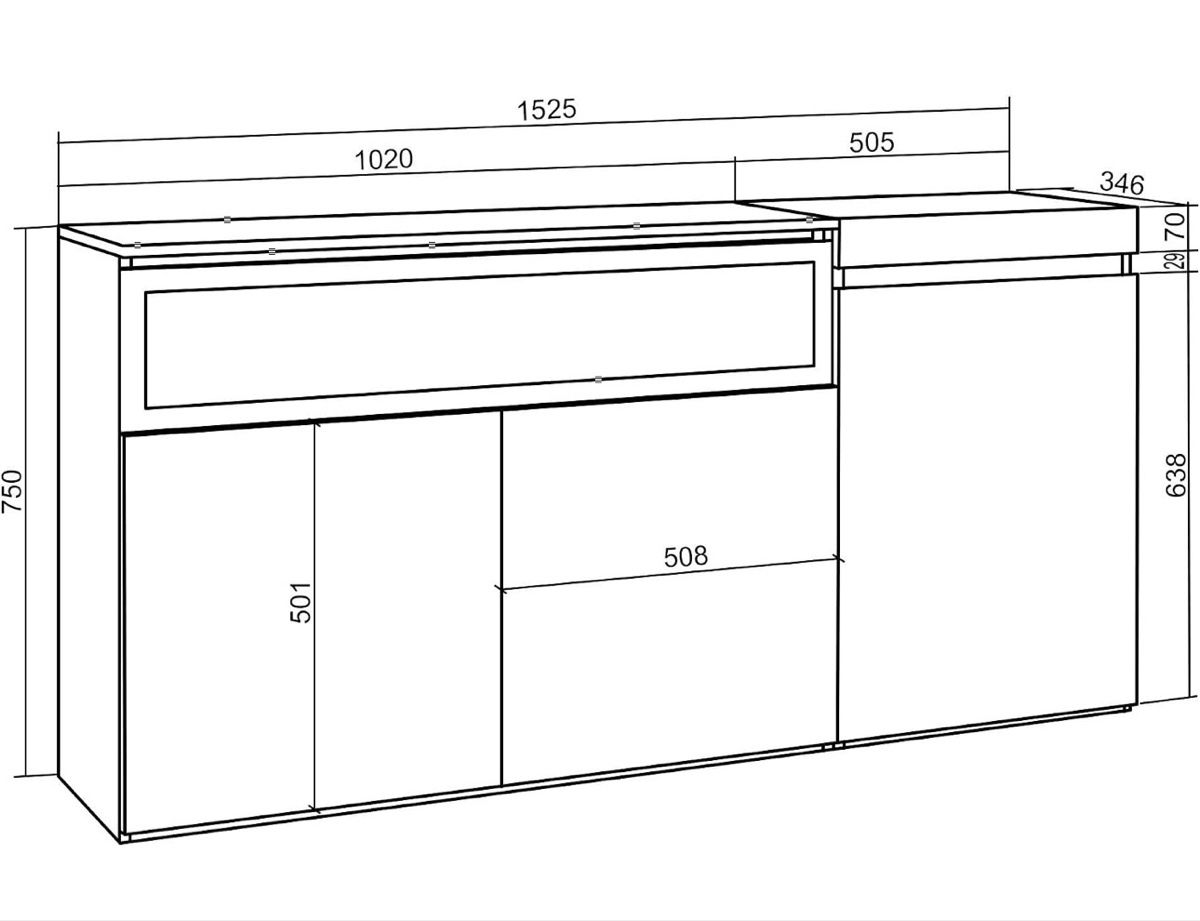 Cassettiere: Sideboard Kommode Highboard mit Elektrokamin Eiche schwarz – Nuovo e nell'imballaggio originale da Strengelbach venduto da retourenjaeger.ch 2