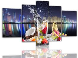 Premium Leinwandbild auf Holzplatten - Cocktail Skyline