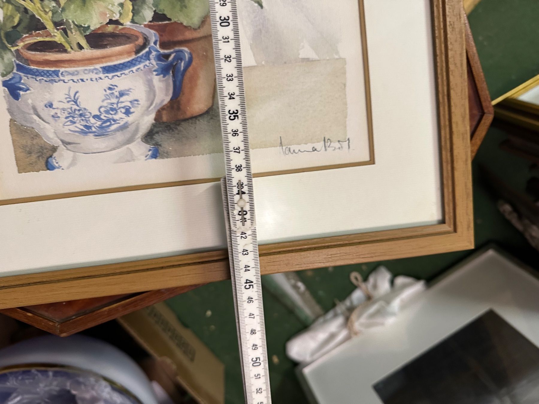 Dipinti: Aquarelle originale encadrée - Fleurs et pot – Usato da Lausanne venduto da artnouveau04 6