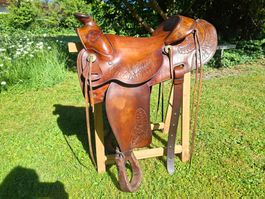 Rarität - Oldtimer Westernsattel; Cognac Direktimport USA