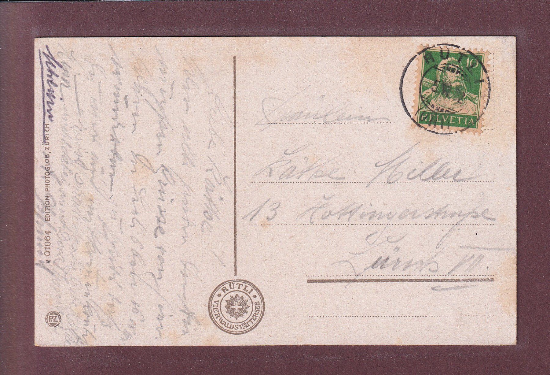 Ansichtskarten: RÜTLI am Vierwaldstättersee - Lied - 1922 – Gebraucht aus Pully von nicecards 1