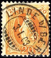1900, Steh. Helvetia Nr. 66E, Vollstpl. LINDE b/ BERN 3.I.03