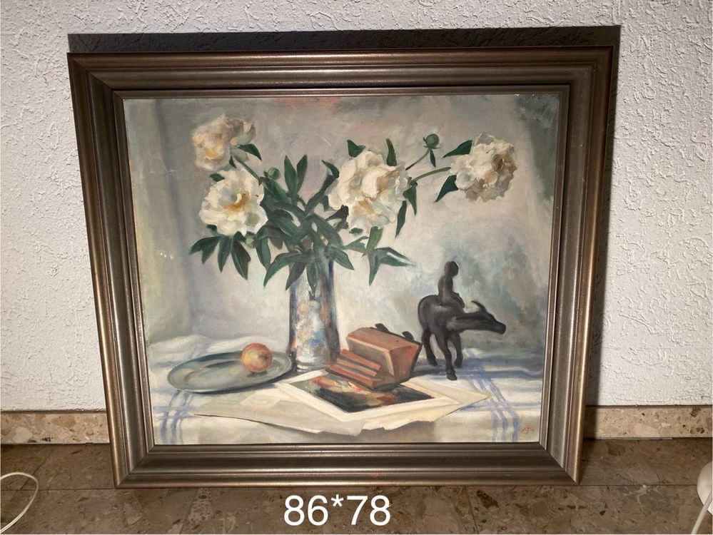 KLVOS 3-teiliges Blumen-Leinwandbild – Pfingstrosen In Rosa, Blaugrün, Blau – Fertig Gerahmt, 30x40 Cm Pro Paneel