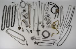 Bling Schmucklot Hip Hop Biker Ketten Ringe Uhr