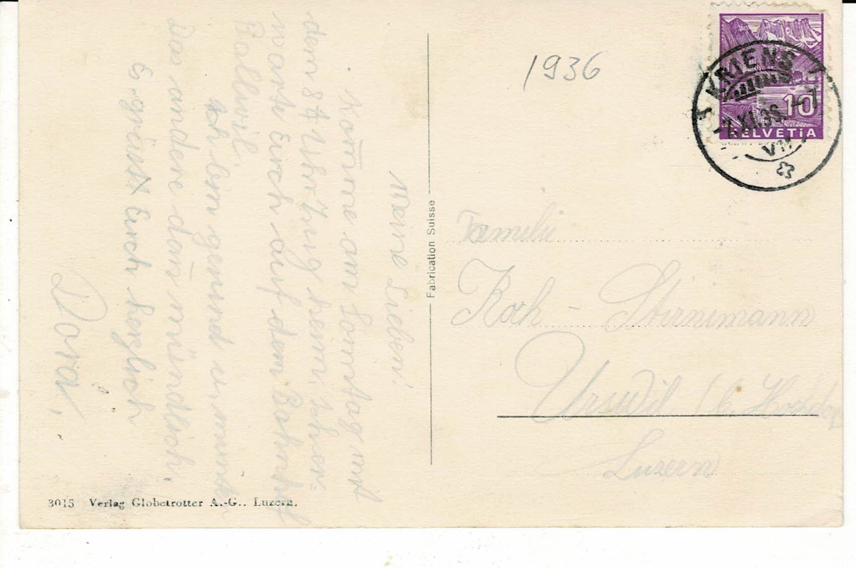 Cartoline postali: KRIENS und die Alpen LU gel. 1936! – Usato da Hergiswil NW venduto da Kartenfrau 1