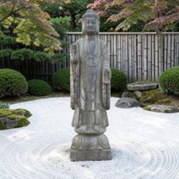 Alte Naturstein Buddha Statue Garten Steinfigur stehend