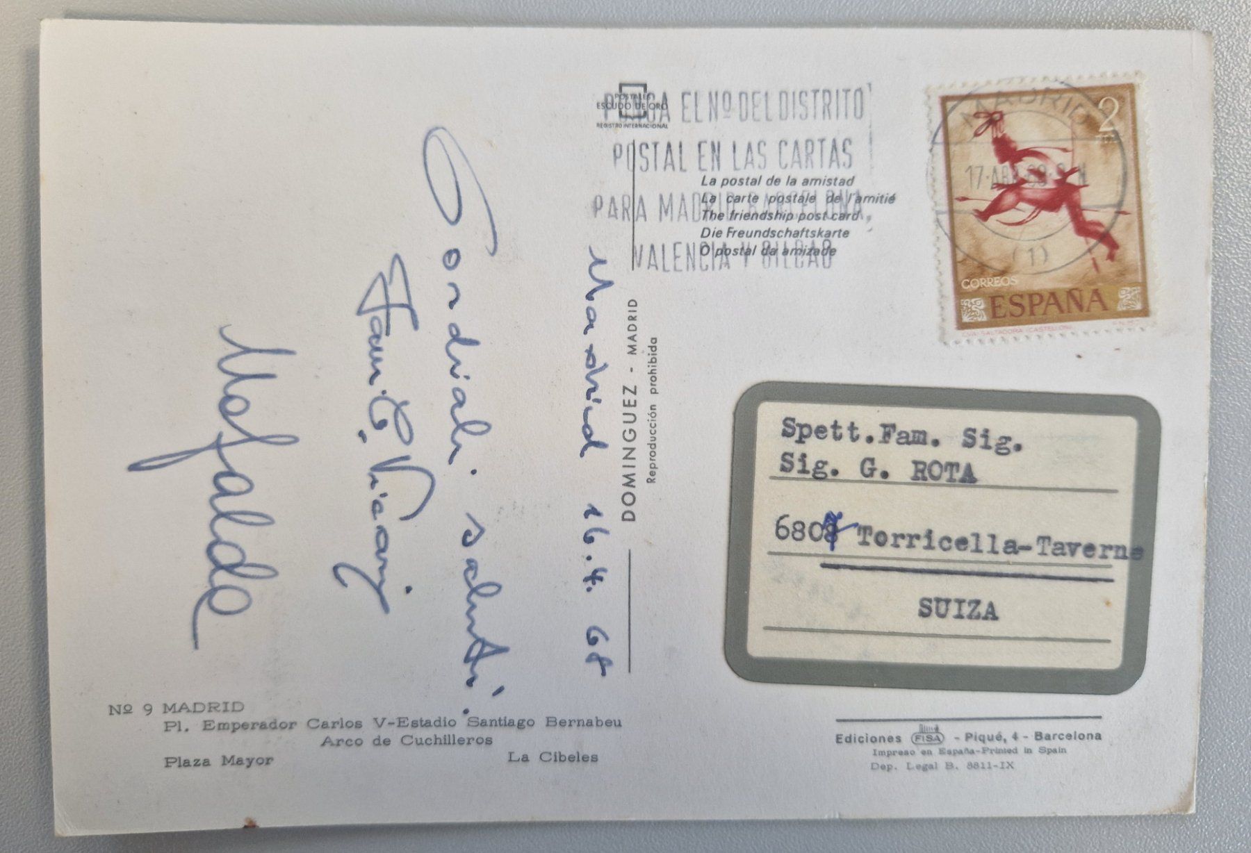 Cartoline postali: Madrid, Spanien 1968 – Usato da Melchnau venduto da Arthurius 1