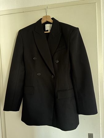 H&M Edition Black Double-Breasted Blazer, Size 38