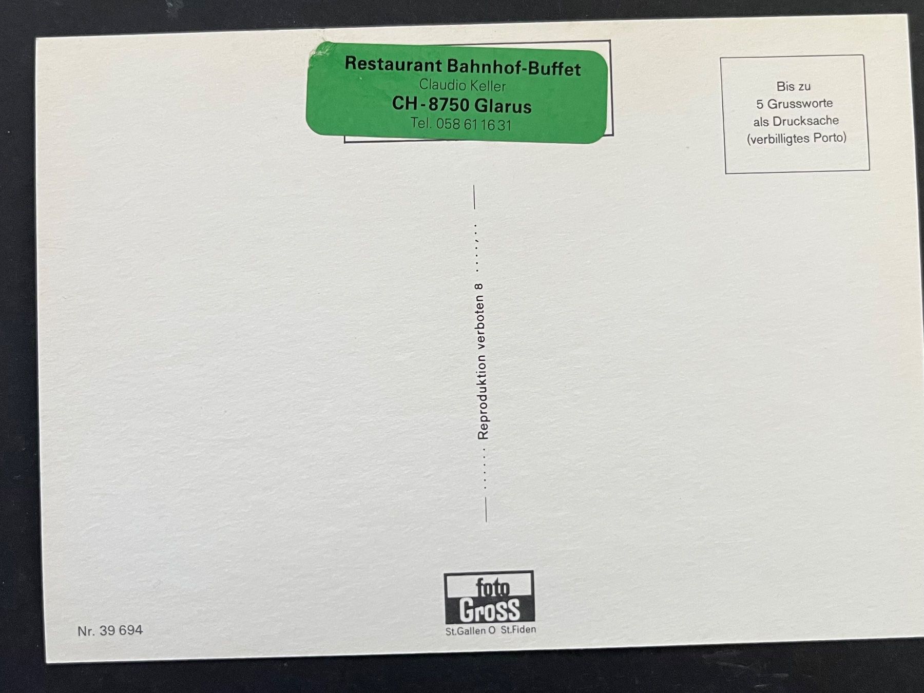 Cartoline postali: Glarus Bahnhof, mit Zug / ca. 1970 – Usato da Ostermundigen venduto da DaxKarten-75 1