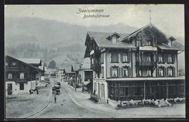 Zweisimmen, Bahnhofstrasse mit Hotel De 