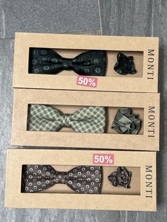 3 Fliegen Set Monti mit Einstecktuch neu in Verpackung