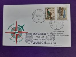Erst-Flugbrief von Zagreb nach Zürich, 7.IV.1965