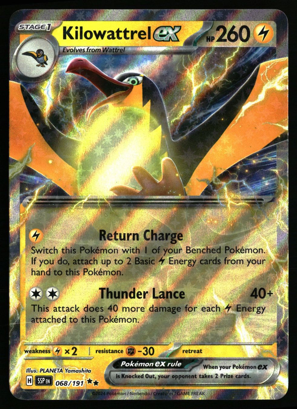 Pokémon Carte collezionabili: Kilowattrel ex #68 Pokemon Surging Sparks – Usato da Feuerthalen venduto da Plazatoys