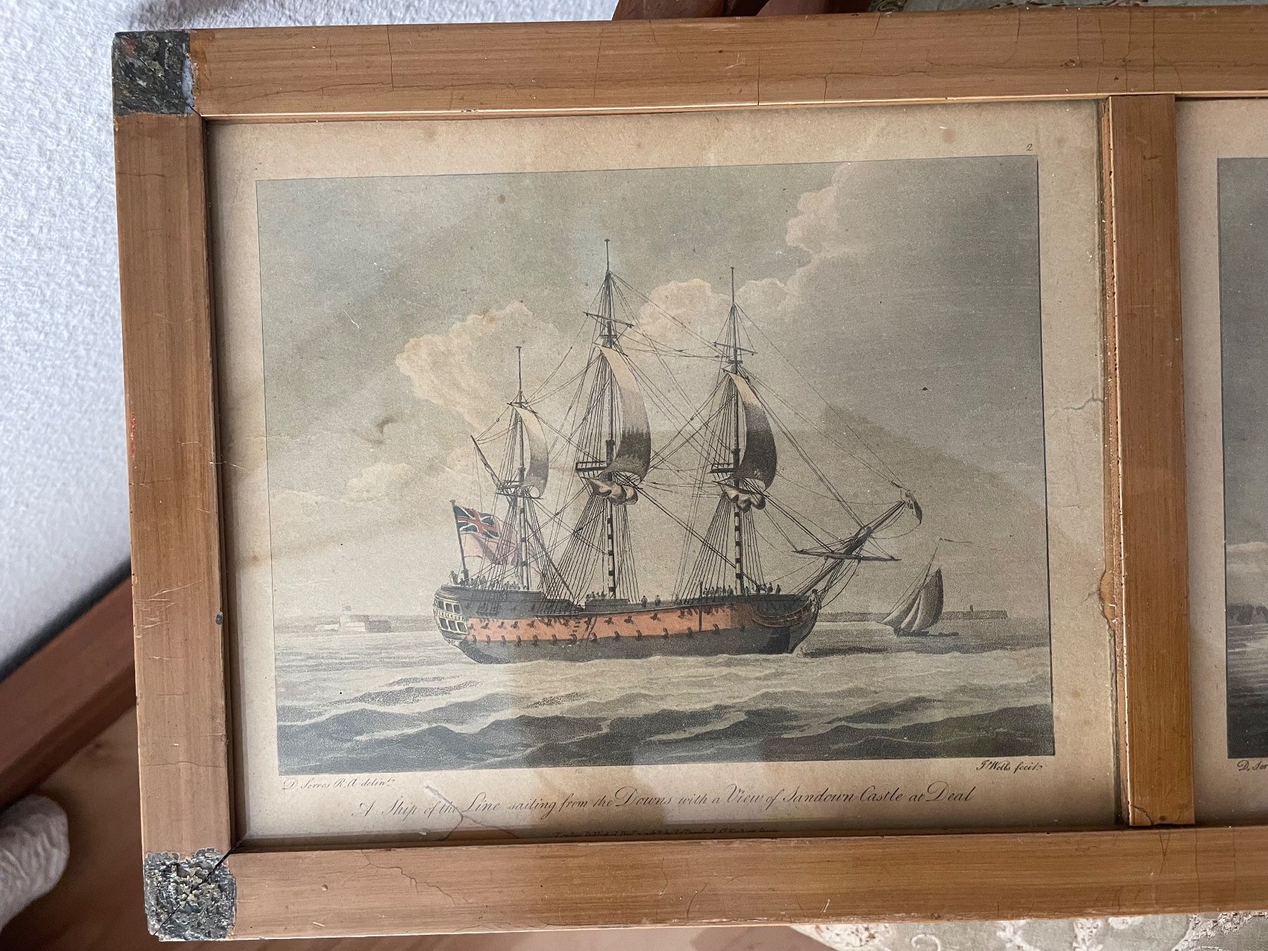Stiche: Antiker 3er Segelschiff, kolorierter Stich – Gebraucht aus Cham von Chramschopf 2