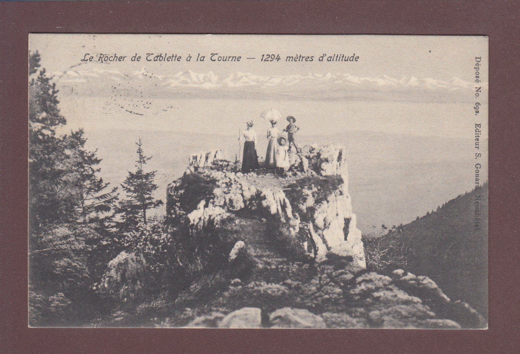 Cartoline postali: Tablette de LA TOURNE - Le Rocher - 1903 – Usato da Pully venduto da nicecards