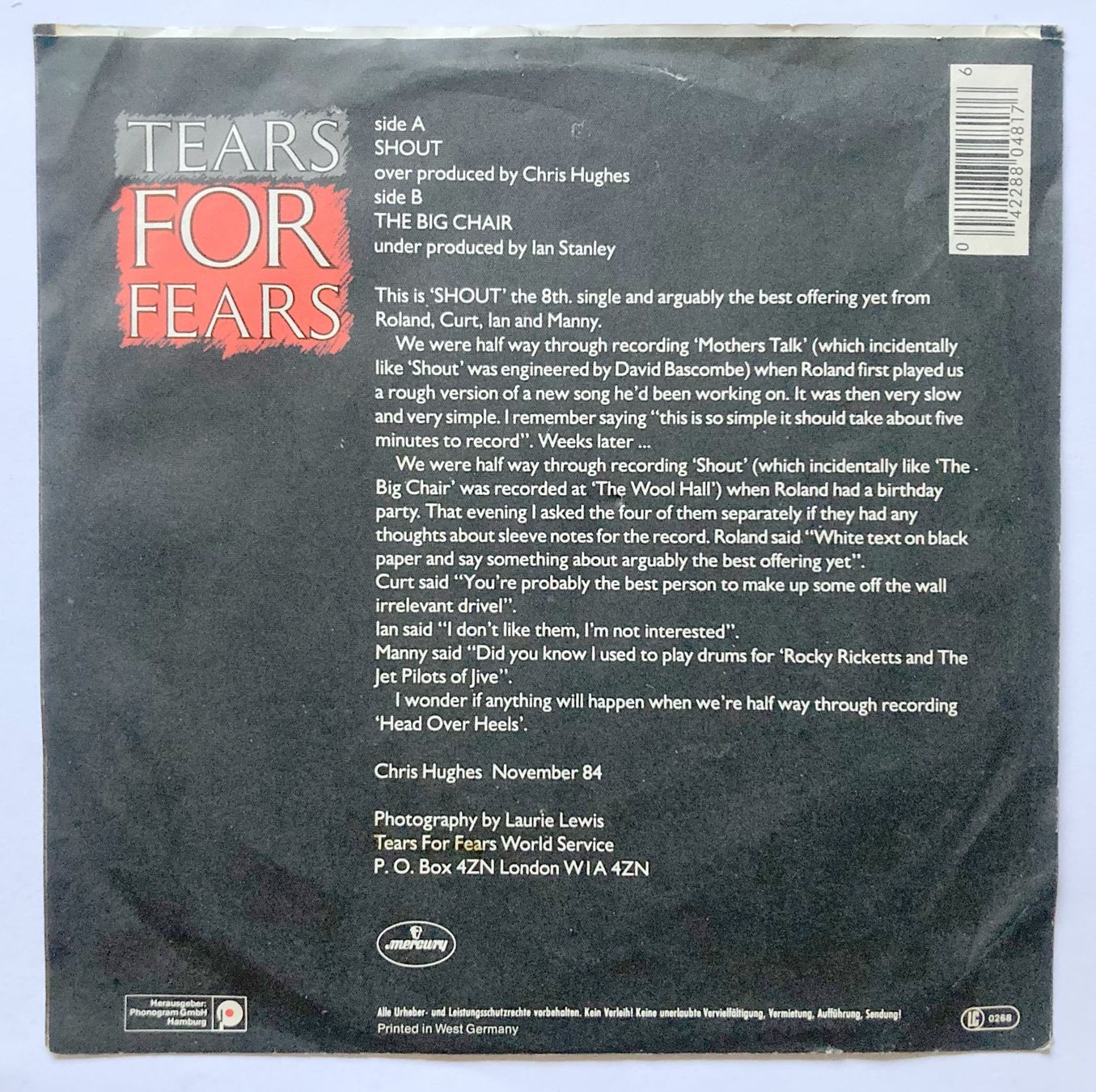 Schallplatten: TEARS FOR FEARS - SHOUT – Gebraucht aus Bottens von hotter-than-hell 1