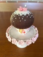Etagère mini - weiss mit rosa Blümchenrand