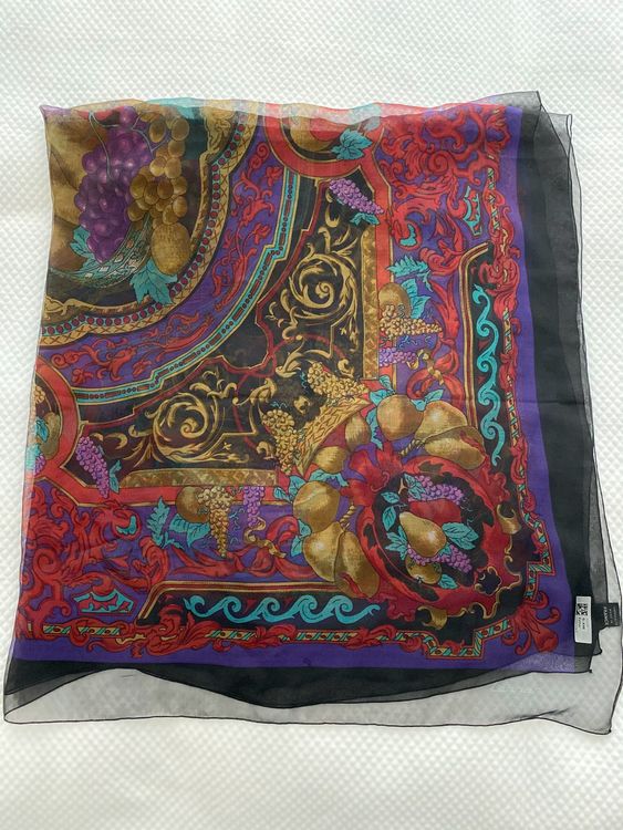 Foulard Vintage Lehner En Soie 100% – Carré, Marron & Beige, Motif Géométrique, Fait Main En Suisse, Très Bon état