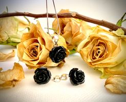 Rose Set Anhänger Ohrringe 925 Sterling Silver 925