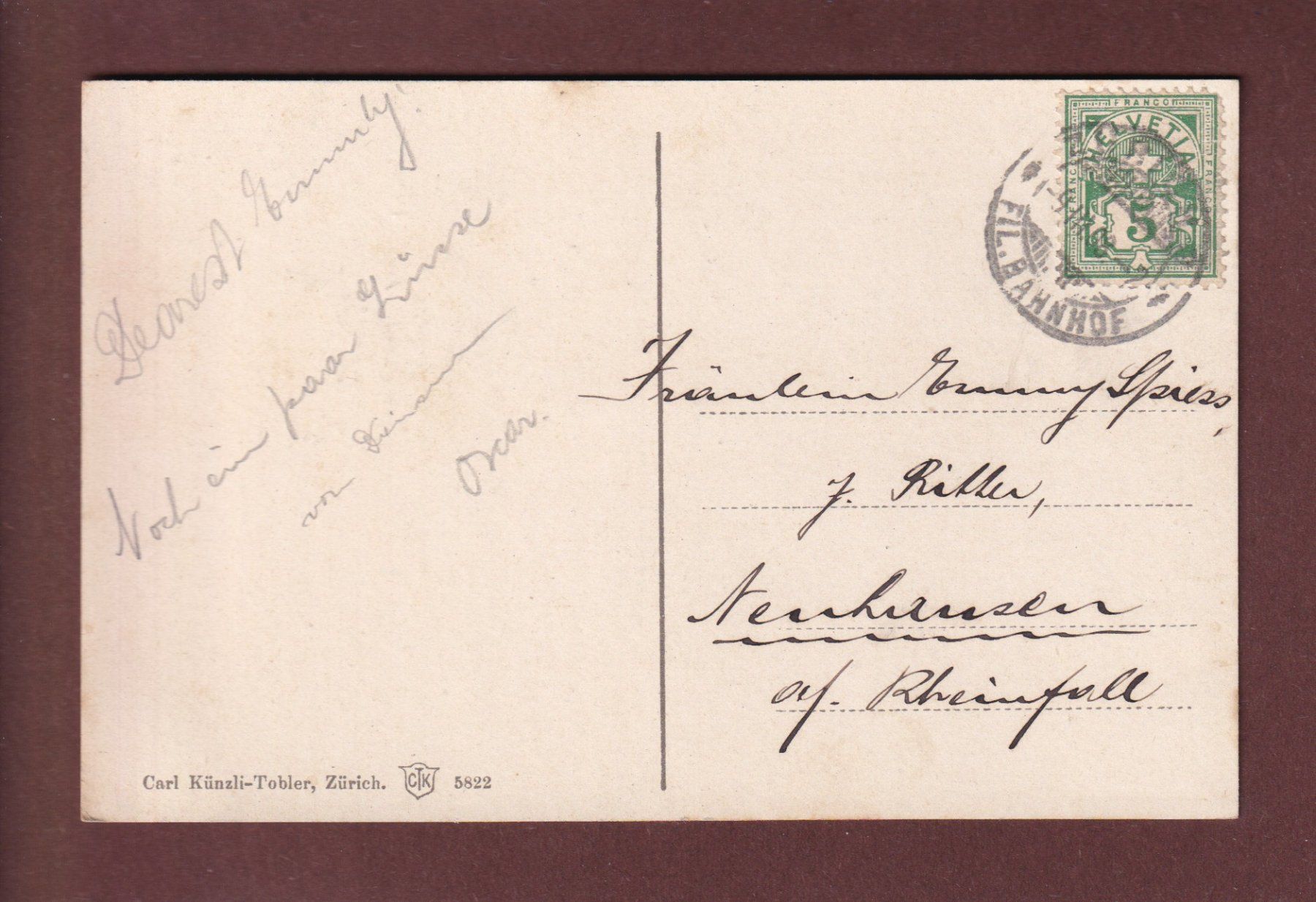 Cartes postales: ZÜRICH mit den Alpen - 1908 – D'occasion à Pully par nicecards-shop 1