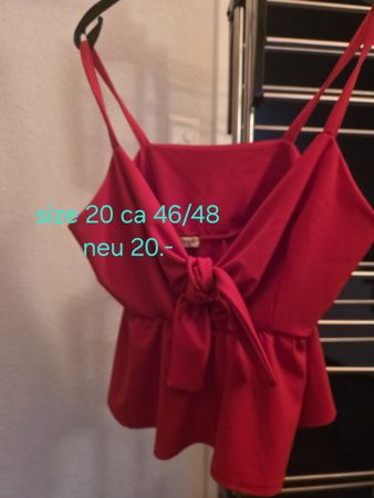 Rotes Sommer Top mit Spaghettiträger, Gr. 46/48, neu!
